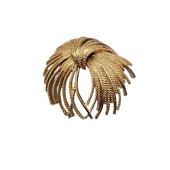 Monet Mirador Brooch Gold Tone Wheat Rope Spray Vintage - Picture 14 of 16